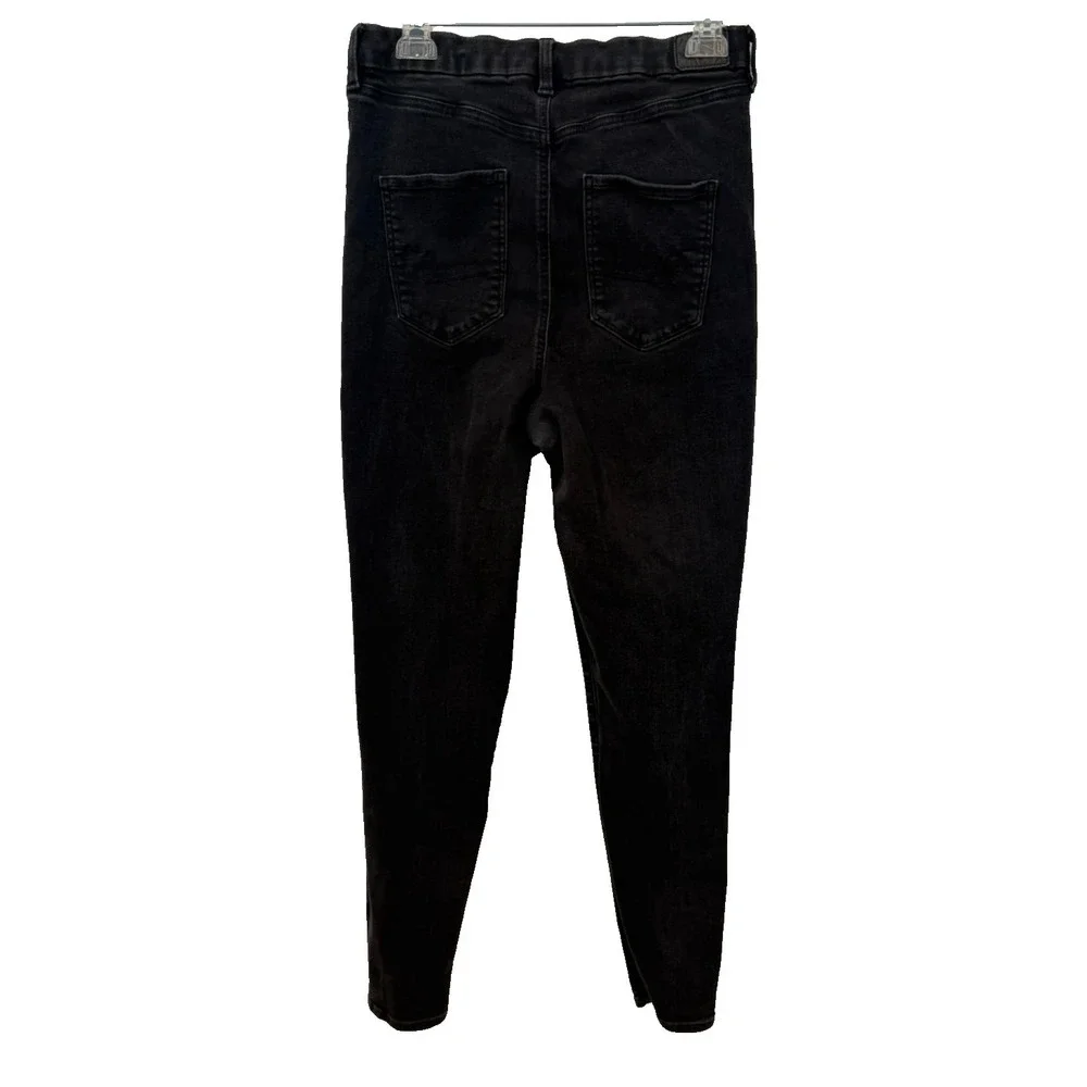 Women's American‎ Eagle Ne(x)t Level Stretch Faded Black Jeans Size 14 Long